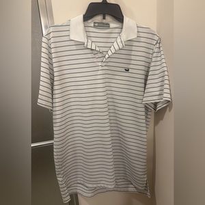 Men’s white stripped southern marsh polo